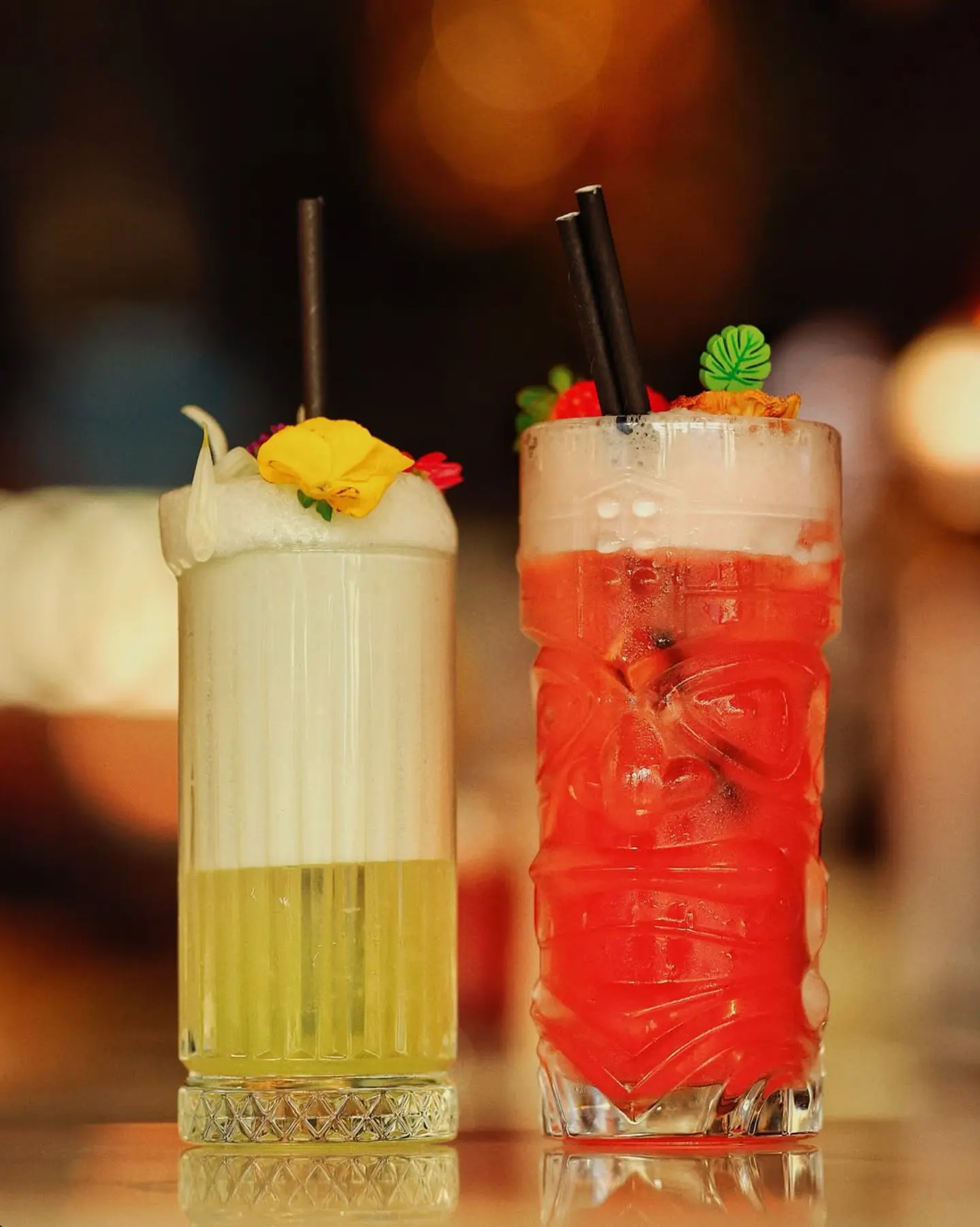 Two signature cocktails side by side