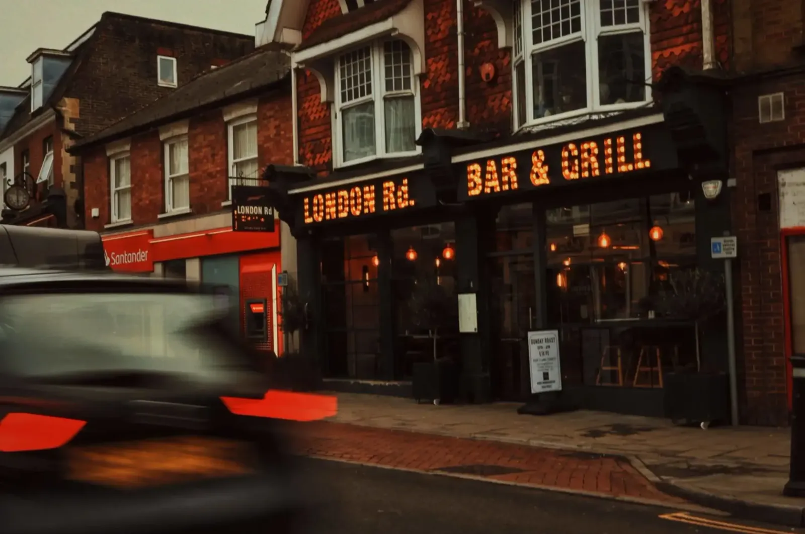The front of the bar & grill on London Road